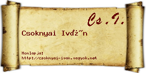 Csoknyai Iván névjegykártya